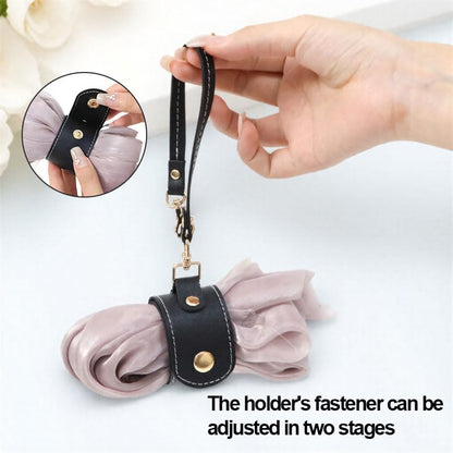 Multifunctional Travel Clip Scarf, Gloves and Hat Hook, Leather Lanyard, Adjustable Strap and Lobster Claw Clip for Bag Keys Accessories, Home Office Travel Organizer, Black - color: Black