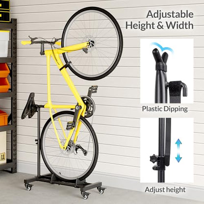 Sttoraboks Vertical Bike Stand, Freestanding Bike Rack Garage Storage Upright Bicycle Floor Stand Indoor Bike Holder with Adjustable Height for Garage & Apartment - for Wheels Sizes up to 29” - size: 1 Pack
