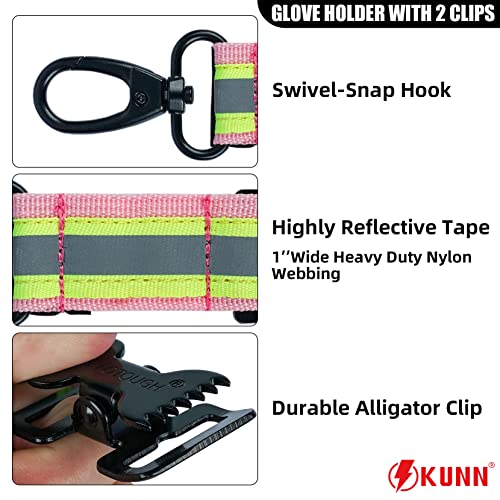 KUNN Firefighter Glove Strap Safety Glove Holder Clips for Work with Alligator Clip - color: Pink