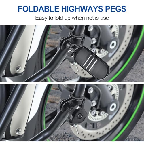 Motorcycle Highway Pegs, Crash Bar Foot Pegs for Harley Touring Electra Street Glide Road King Sportster, Kawasaki, With 1"(25mm), 1 1/4"(32mm), 1 1/3"(34mm) Engine Guard Footrest - color: Streamliner Style - All Black