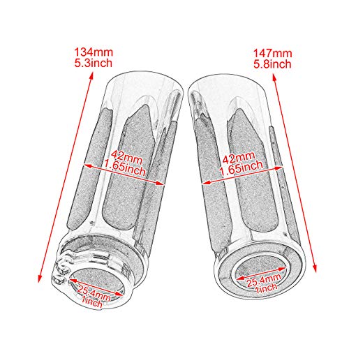 Motorcycle 1" Hand Grips Handlebar Grips Cable Throttle Fit for Harley Touring Street Glide Road King Road Glide Electra Glide Dyna Softail - color: #4 Chrome