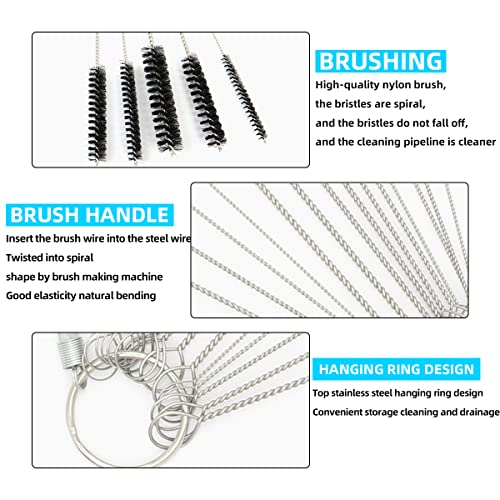 AUCELI Carburetor Carbon Dirt Jet Remove Cleaner, 10 Cleaning Needles + 5 Nylon Brushes Tool Kit for Motorcycle for Welder Carb Chainsaw Spray Guns Torch Tips Firing Hole Stove Burner Holes