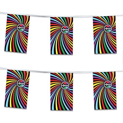 AGAS Peace Swirl Rainbow Streamers for Party 60 Ft long - 5 Mil Plastic - Swirl Pride Decorations Gay Pride Party Decoration with String - color: 60 Ft Plastic Streamer