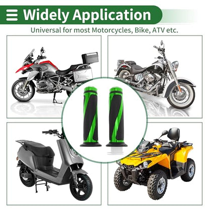 7/8" 22mm 15/16" 24mm Motorcycle Hand Grips Cover Kit Non Slip Aluminum Alloy Rubber Handlebar Grips for Motorcycle Scooter Bicycle ATV Green 1 Set - color: Green