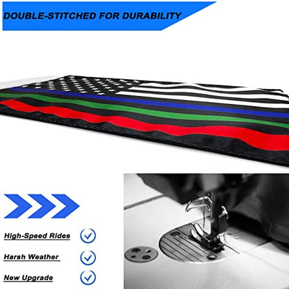 Motorcycle Flag,Thin Blue Red Green Line American Flag,Double Sided Double Stitched Motorcycle Flag 7x10 - color: blue/green