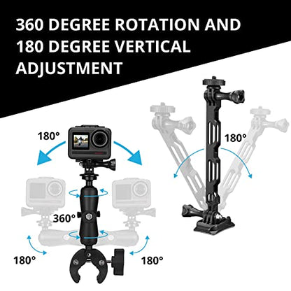 AKASO Action Camera Motorcycle Kit Compatible EK7000/EK7000 Pro/Brave 4/Brave 4 pro/Brave 7 LE/Brave 7/Brave 8/V50X/V50 Pro/V50 Elite/GoPro Hero 12 11 10 9 8/DJI/Apexcam Action Camera - style: Motorcycle Kit