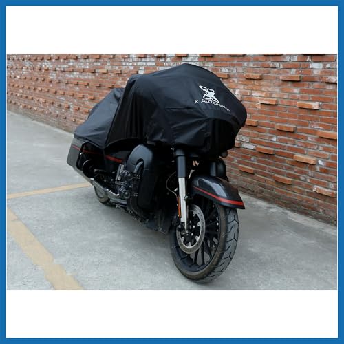 Motorcycle Cover Lightweight Half Cover Outdoor Waterproof Rain Dust Protector Black XL for Most Full Dress Touring Cruiser Item Replacement