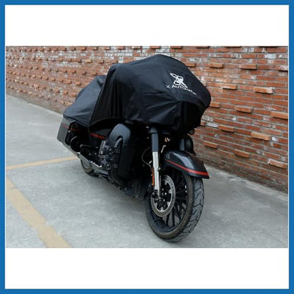Motorcycle Cover Lightweight Half Cover Outdoor Waterproof Rain Dust Protector Black XL for Most Full Dress Touring Cruiser Item Replacement