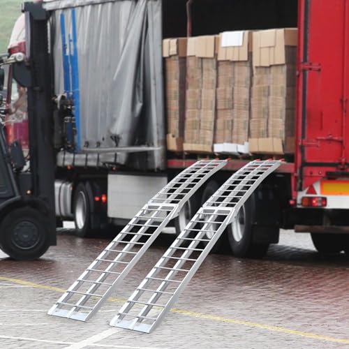2 Pcs Aluminum Trailer Ramps, 3000lbs 89" x 11" Folding Loading Ramps Heavy-Duty Anti-Slip Universal Loading Ramp w/Top Hook & 2 Safety Straps for Snowmobile Trucks Tractors UTVs ATVs, Lawnmowers - size: 89 x 11 Inch 3000LBS