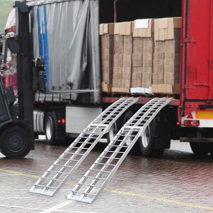 2 Pcs Aluminum Trailer Ramps, 3000lbs 89" x 11" Folding Loading Ramps Heavy-Duty Anti-Slip Universal Loading Ramp w/Top Hook & 2 Safety Straps for Snowmobile Trucks Tractors UTVs ATVs, Lawnmowers - size: 89 x 11 Inch 3000LBS