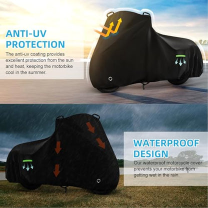 Motorcycle Cover Waterproof for Indian Scout/Scout Bobber/Scout Sixty/Sport Chief, Heavy Duty Outdoor Sun Rain Snow UV Dust All Weather Protection Motorbike Cover with Soft Cotton Lining & Lock Hole - size: Scout Bobber