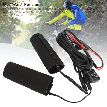 Motorcycle Heated Grip Cover, Water 3 Temperature Setting Motorcycle Handlebar Heated Pad Heater Sleeve