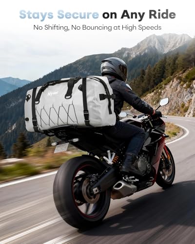 60L Motorcycle Waterproof Duffel Bag Backpack, Roll-Top Dry Bag with Sealed Seams & Waterproof Zipper for Riding, Kayaking, Camping & Travel (Grey) - color: Grey