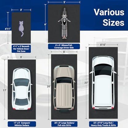 FLEXIMOUNTS 17' x 8' Garage Floor Mat Oil Spill Mat, Waterproof Garage Flooring for Cars & SUVs,Absorbent, Slip-Resistant, Quick Dry Carpet Fabric(Includes Double Sided Tape) - size: 17' x 8' w/ PE Backing