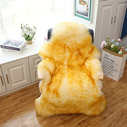 Real Genuine Sheepskin Rug Natural Fur Rug Sheep Skin Rugs Full Sheepskin Rugs Authentic Sheep Skin Throw Lambskin Seat Covers for Chairs Wool Seat Pad Cushion (2.3X3.28 ft) - color: 6