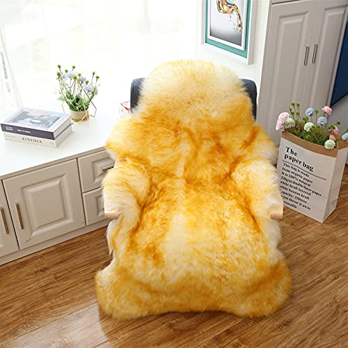 Real Genuine Sheepskin Rug Natural Fur Rug Sheep Skin Rugs Full Sheepskin Rugs Authentic Sheep Skin Throw Lambskin Seat Covers for Chairs Wool Seat Pad Cushion (2.3X3.28 ft) - color: 6