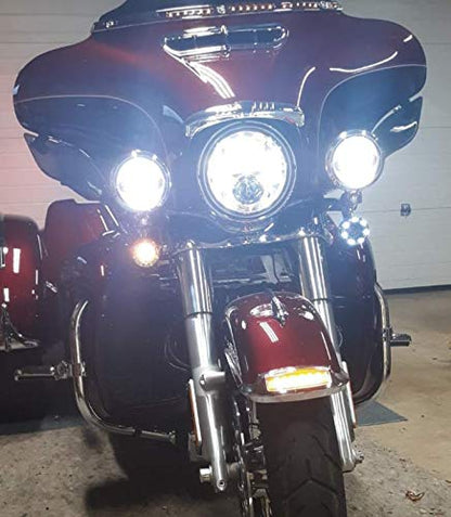 Eagle Lights 2 Inch Bullet Front Infinity Beam LED Turn Signals w/Running Light Ring Covers for Harley Davidson - Chrome / 1157 Base - color: Chrome