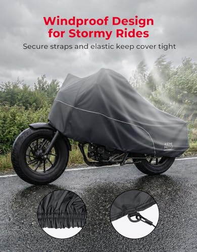 KEMIMOTO Motorcycle Half Cover Outdoor Waterproof Storage Bag Fit Lightweight Fit for Rebel CMX300 500 1100 Sportster Iron 883 Shadow Vulcan S Boulevard S40 Rain Snow Dust Protection Cover - size: Cruiser