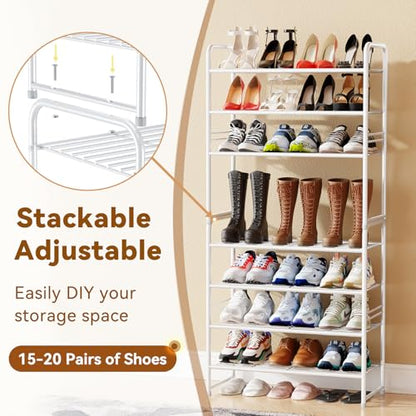 Simple Shoe Rack, 4 Tier Heavy Duty Metal Shoe Shelf 27 Inch Wide, White - color: White, size: 4 Tier(27 Inch)