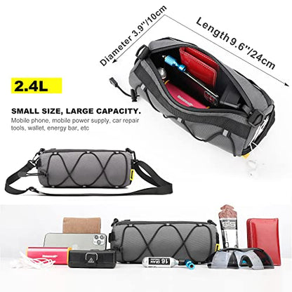 Rhinowalk Bike Handlebar Bag, Bicycle Front Bag Shoulder Bag Storage Bag with Shoulder Strap for Road Mountain Bike Cycling Travel - color: Grey