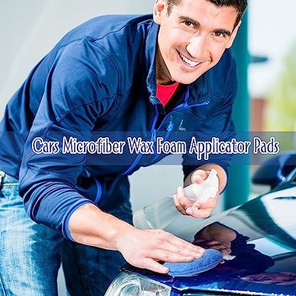 Tanlade 50 Pcs Car Detailing Microfiber Applicator Pad Wax Applicator Wash Microfiber Pads, 5 Inch Diameter (Blue) - color: Blue