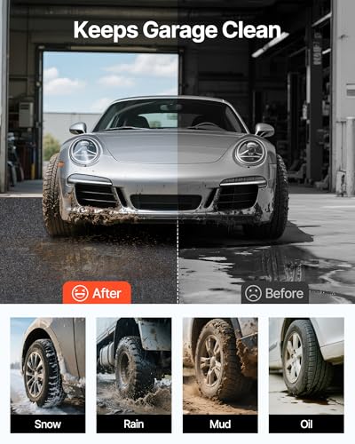 VEVOR Car Garage Mat, 7.4'x17', Shields Against Water, Snow, Rain, Mud, Oil, Durable Slip-Resistant Floor Cover with TPE Leak-Proof Backing, Simple to Maintain & Customizable Size - size: 7.4' x 17'