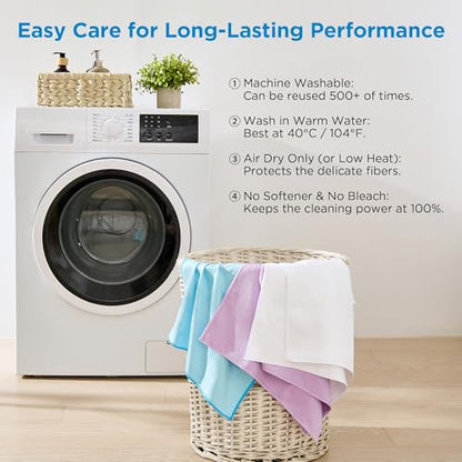 Microfiber Glass Cleaning Cloth 6 Pack, 15.5x15.5 Inch White Magic Cleaning Rags, Lint Free Streak Free Reusable Towels for Windows, Mirrors, Cars, Screens, Kitchen and Stainless Steel Surface - color: White