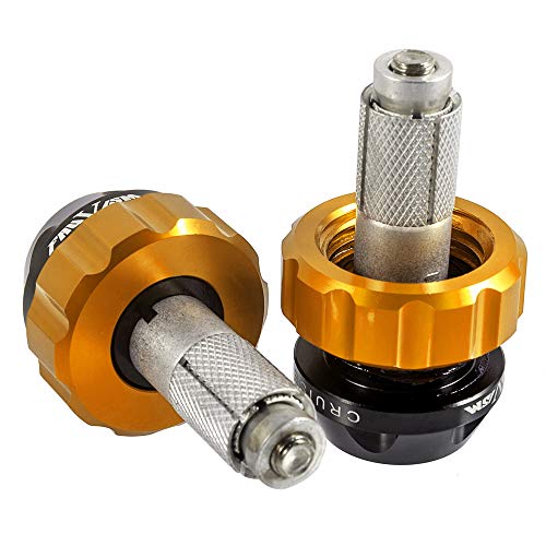 Throttle Lock Cruise Control Grip Ends Handlebar Plugs Sliders for 22mm Motorcycle Handlebar with 14mm/18mm Inner Diameter or with M6 Screw Holes (Gold) - color: Gold