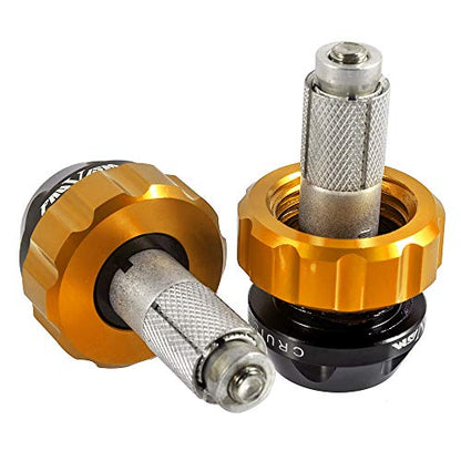 Throttle Lock Cruise Control Grip Ends Handlebar Plugs Sliders for 22mm Motorcycle Handlebar with 14mm/18mm Inner Diameter or with M6 Screw Holes (Gold) - color: Gold