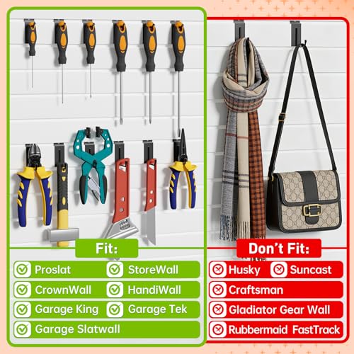 50 Pack r-Shaped Slatwall Hooks, 2 Inch Heavy Duty Slat Wall Hanger, Slatwall Accessories Display Hooks for Garage, Retail Store, Kitchen, Craft Room - size: 2.1 Inch