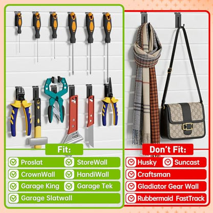 50 Pack J-Shaped Slatwall Hooks, 2 Inch Heavy Duty Slat Wall Hanger, Slatwall Accessories Display Hooks for Garage, Retail Store, Kitchen, Craft Room - size: 2.2 Inch