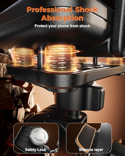 SUPERONE Motorcycle Phone Mount Holder, [Dual Vibration Dampener] Bike Phone Holder Handlebar Clamp, [Camera Friendly] Bicycle Scooter Phone Clip, Compatible with iPhone, Samsung, All Cell Phone - color: Black