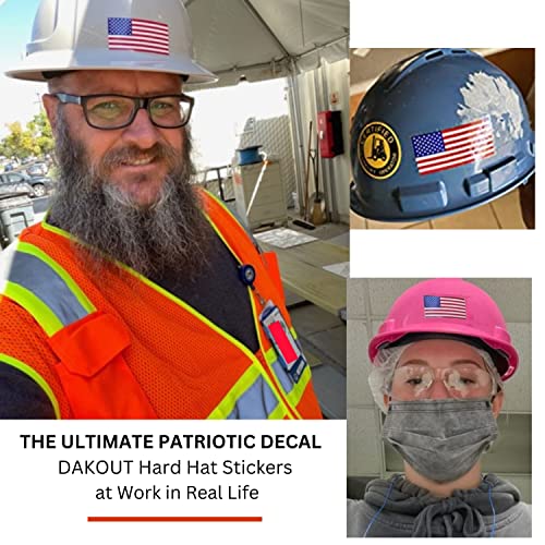 American Flag Hard Hat Stickers (3pack) Waterproof Heavy Duty Vinyl Decals for Helmets Curved Surface Fit Made in USA 1.5 x 2.9 inches