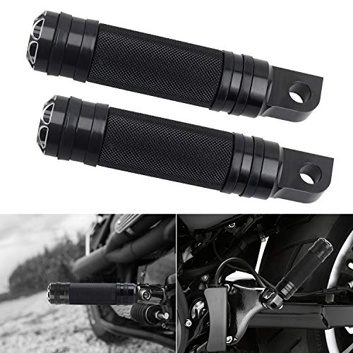 NTHREEAUTO Black Mounting Footpegs, Male Billet Footrests, Motorcycle Passenger Pedals Compatible with Harley Sportster, Dyna, Road King - color: Black-2