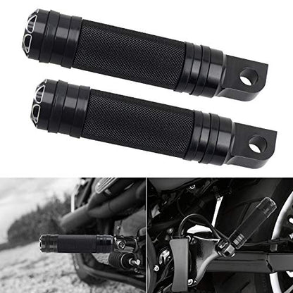 NTHREEAUTO Black Mounting Footpegs, Male Billet Footrests, Motorcycle Passenger Pedals Compatible with Harley Sportster, Dyna, Road King - color: Black-2
