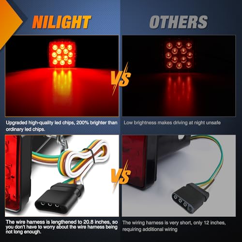 Nilight LED Brake Light Trailer Hitch Cover Square Red Lens Vehicle Tow Hitch Driving Brake Lamp 12 LEDs Brake Tail Lights with 2" Receiver for Towing Truck RV and SUV - color: LED Brake Trailer Light 1PCS