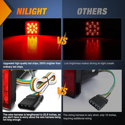 Nilight LED Brake Light Trailer Hitch Cover Square Red Lens Vehicle Tow Hitch Driving Brake Lamp 12 LEDs Brake Tail Lights with 2" Receiver for Towing Truck RV and SUV - color: LED Brake Trailer Light 1PCS