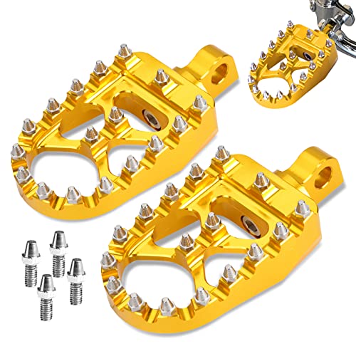 Goldfire 1 Pair Motorcycle CNC Wide Foot Pegs 360° Roating Foot Rest Pegs MX Chopper Bobber Style Footrests Fits for Harley Dyna Sportster Fatboy Iron 883 Accessories (Golden Style) - color: Golden Style Motorcycle CNC Wide Foot Pegs