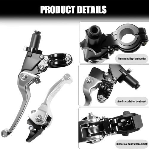 7/8inch 22mm Universal Motorcycle Clutch Brake Lever Folding Levers for 50/110/125/140/150cc Dirt Pit Bike SSR RFZ 125 DBX18/19 Xpro Coolster Thumpstar Baja Apollo (Silver) - color: Silver