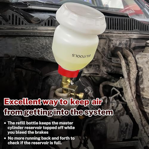BILITOOLS 1L Brake Fluid Refilling Bottle, Master Brake Cylinder Bleeder Dispensing Automotive Tool, Universal Fit, Easy Operation for Cars, Motorcycles, ABS Systems - style: 1L Brake Fluid Refilling Tool