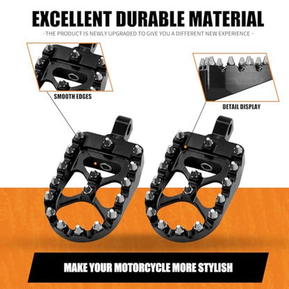 Foot Pegs MX Offroad Footpegs CNC 360° Roating Fit For Harley Sportster Iron 883 Softail Street Glide Dyna Fatboy Black - color: Black with Cone Spikes