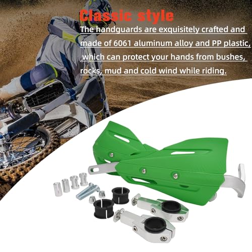 JFG RACING Dirt Bike Handguards,Universal 7/8" 22mm and 1 1/8" 28mm Handlebar Motorcycle Hand Guards for KLX KXF KX 110 230 250 450 Dirtbike Motocross Supermoto ATV Scooter Enduro Ebike-Green - color: green