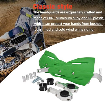 JFG RACING Dirt Bike Handguards,Universal 7/8" 22mm and 1 1/8" 28mm Handlebar Motorcycle Hand Guards for KLX KXF KX 110 230 250 450 Dirtbike Motocross Supermoto ATV Scooter Enduro Ebike-Green - color: green