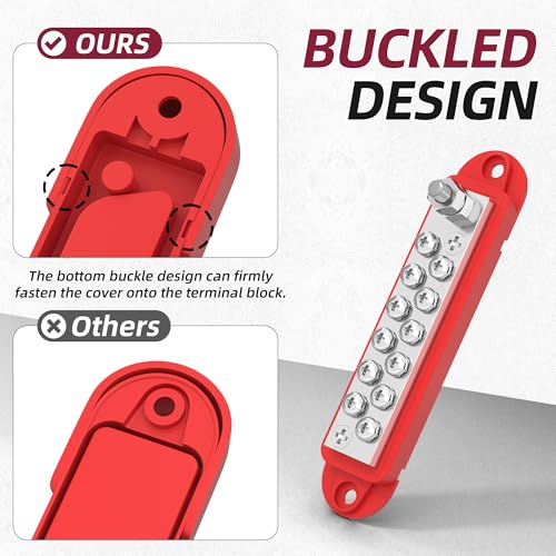 RVBOATPAT Power Distribution Block 12V 150A 1/4" Stud Marine Bus Bar 12 Volt DC Battery Busbar for Boat Automotive Solar Wiring - style: A Pair