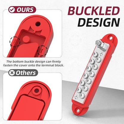 RVBOATPAT Power Distribution Block 12V 150A 1/4" Stud Marine Bus Bar 12 Volt DC Battery Busbar for Boat Automotive Solar Wiring - style: A Pair