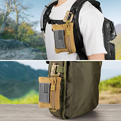 FRTKK 2 Pack Tactical Compact EDC Pouches Military Molle Utility Pouch Accessories Organizer Pouch Coin Purse Keychain Pocket Credit Card Holder Waist Pack - color: ACU 3