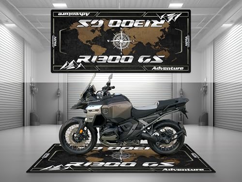 MPM Motorcycle Mat for R1300 GS Adventure - Washable Non - Slip Oil & Water Resistant Parking Pitmat for Garage, Showroom, Workshop Use (Triple Black, Size 2: 102 x 47/260 x 120 cm) - color: Triple Black, size: Size 2: 102 x 47/260 x 120 cm