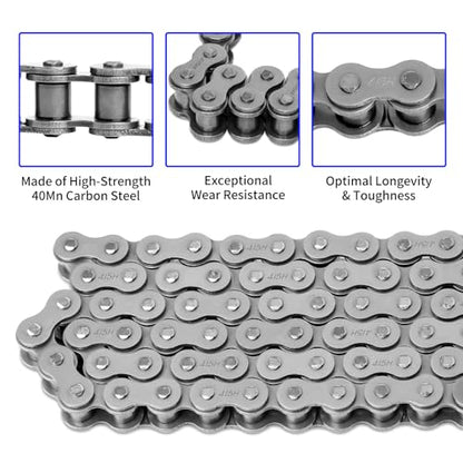 415H Roller Chain 110 Links with Chain Breaker, Dirt Bike Chain with 6 Free Connecting Links, Heavy Duty Chain for 49cc 50cc 60cc 66cc 70cc 80cc 2 Stroke Engines Motorcycle, Mini Bike, Go Kart