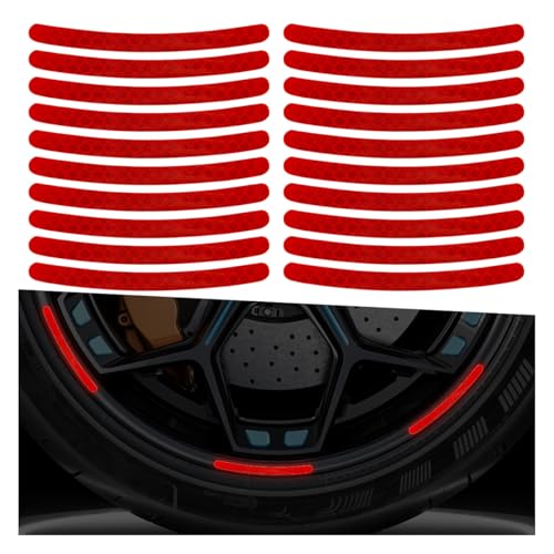 ZIMISI 20PCS Car Wheel Stripe Reflective Stickers, Anti-Scratch Rim Decals for Vehicles, Night Safety Warning Tape Decal, Car Wheel Decorative Stripe Stickers for Motorcycles, Bicycles (Red) - color: Red
