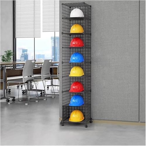 Stackable Safety Helmet Storage Boxes, Large Adjustable Hard Hat Placement Organizer Rack with Wheels for Construction Site/Garage/Workshop/Factory Helmet Display Shelf (1 * 8) - size: 1*8